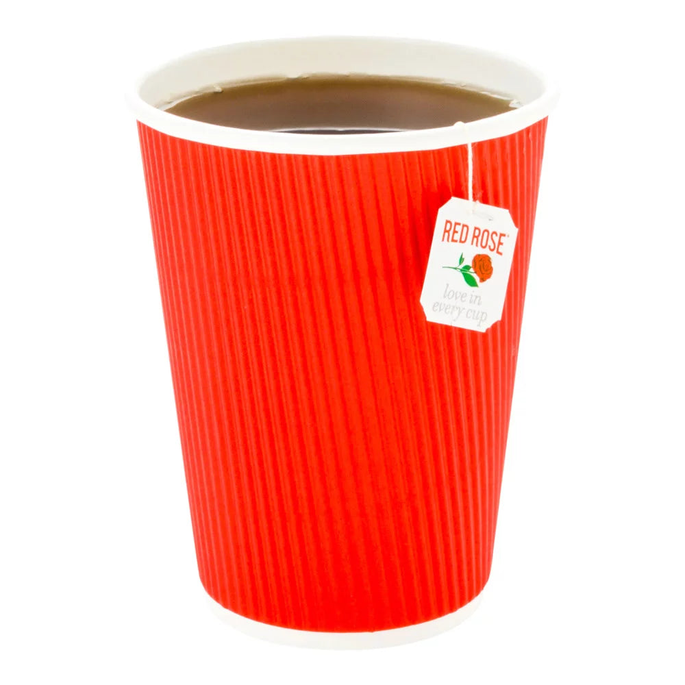 12 oz Red Paper Coffee Cup - Ripple Wall - 3 1/2 x 3 1/2 x 4 1/4 - 500 count box