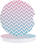 FMSHPON Geometric Gradient Ripple Pattern Pink Blue Set of 6 Car Coaster for Drinks, Absorbent Ceramic Stone Coasters Cup Mat with Cork Base for Home Kitchen Room Coffee Table Bar Decor
