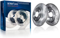 Detroit Axle - 281mm Rear Drilled Slotted Brakes and Rotors Brake Replacement for Lexus ES300H Toyota Avalon Fits select: 2012 ,2014 TOYOTA CAMRY SE/XLE