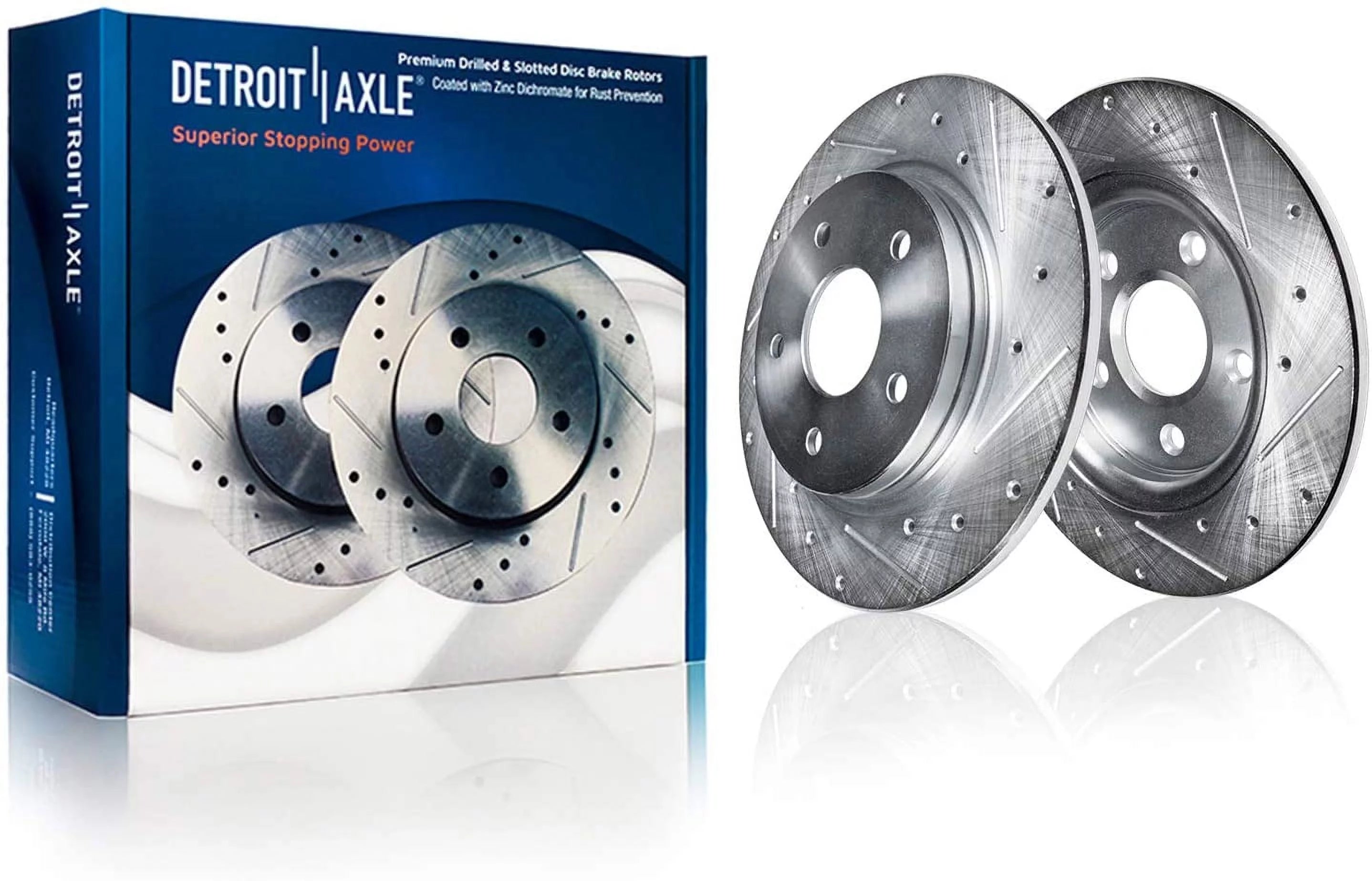 Detroit Axle - 281mm Rear Drilled Slotted Brakes and Rotors Brake Replacement for Lexus ES300H Toyota Avalon Fits select: 2012 ,2014 TOYOTA CAMRY SE/XLE