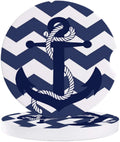 KXMDXA Anchor and Rope Ripple Set of 6 Car Coaster for Drinks, Absorbent Ceramic Stone Coasters Cup Mat with Cork Base for Home Kitchen Room Coffee Table Bar Decor