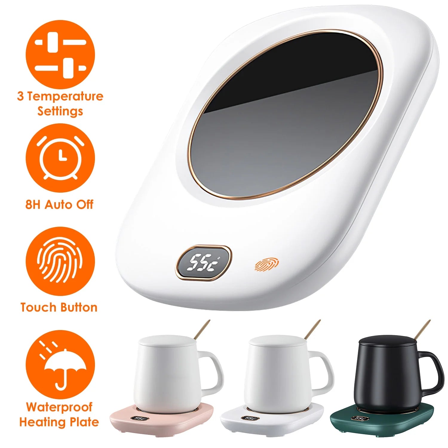 Coffee Warmer for Desk, iMounTEK Mug Warmer with Automatic Shut Off Electric Beverage Warmer Plate for Coffee,Cocoa,Tea,Water and Milk Office Home,White