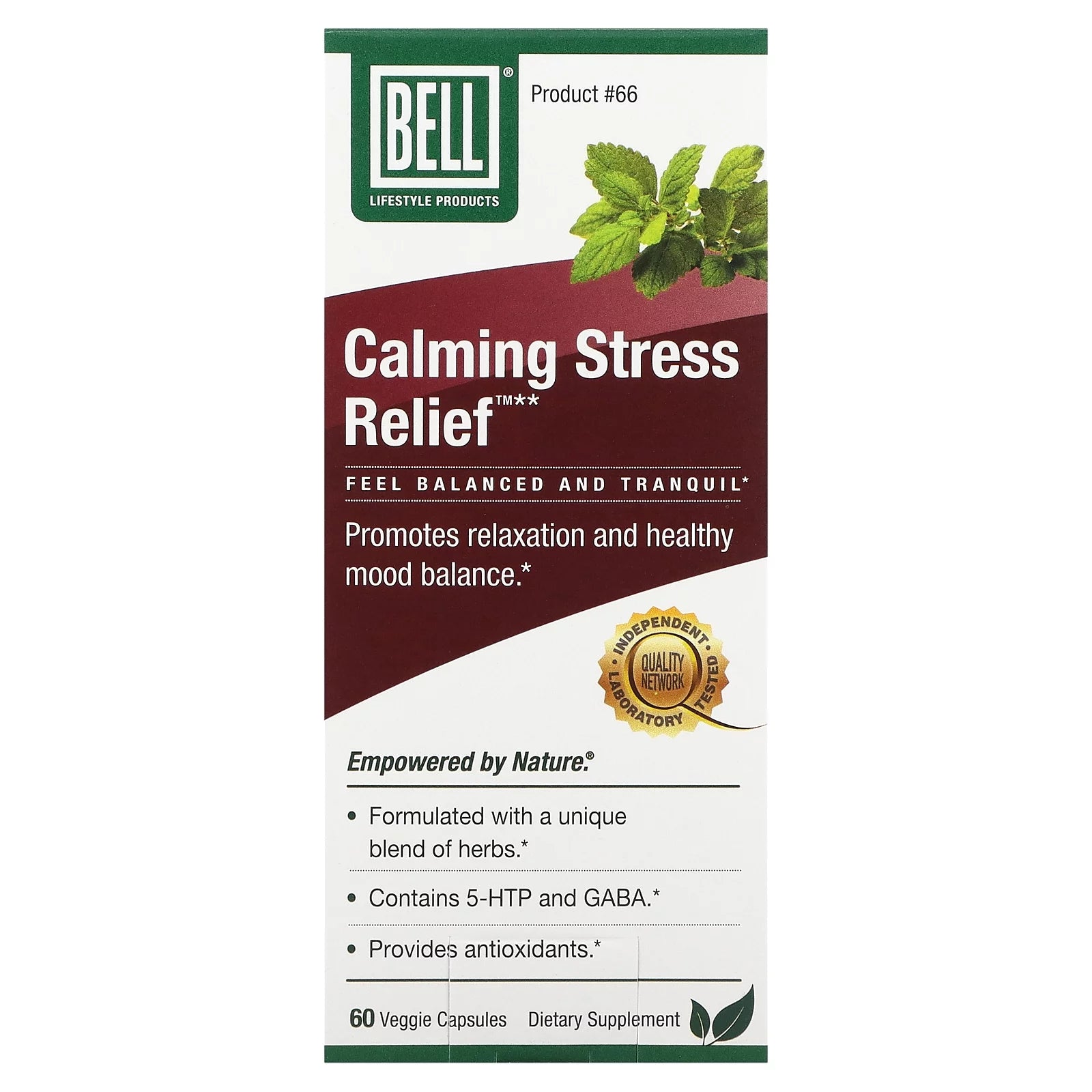 Bell Lifestyle Calming Stress Relief, 60 Veggie Capsules