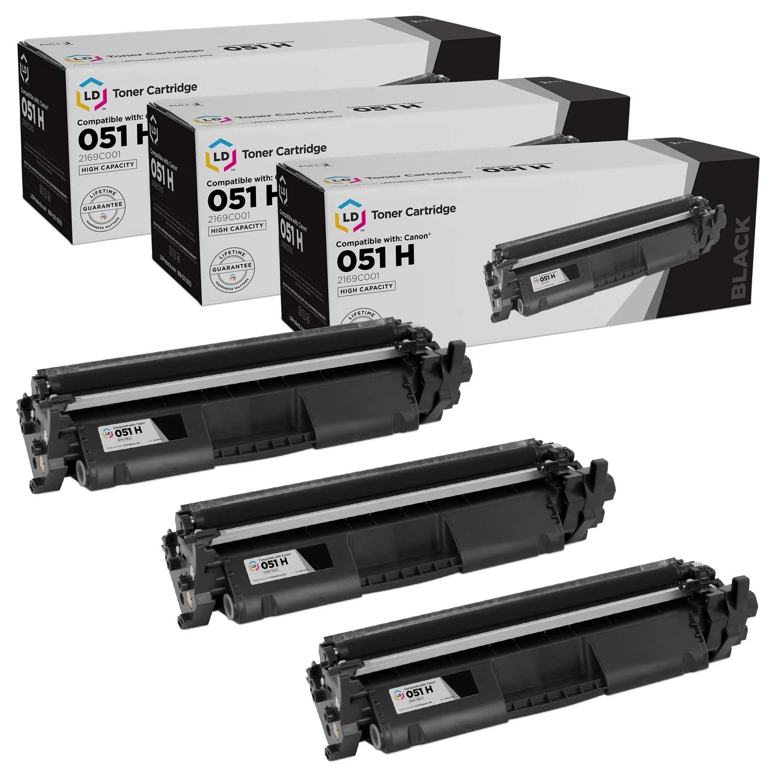 LD Products Compatible Toner Cartridge Replacement for Canon 051 2168C001 (Black, 3-Pack) for use in Canon imageCLASS LBP162dw, MF264dw, MF267dw, MF269dw