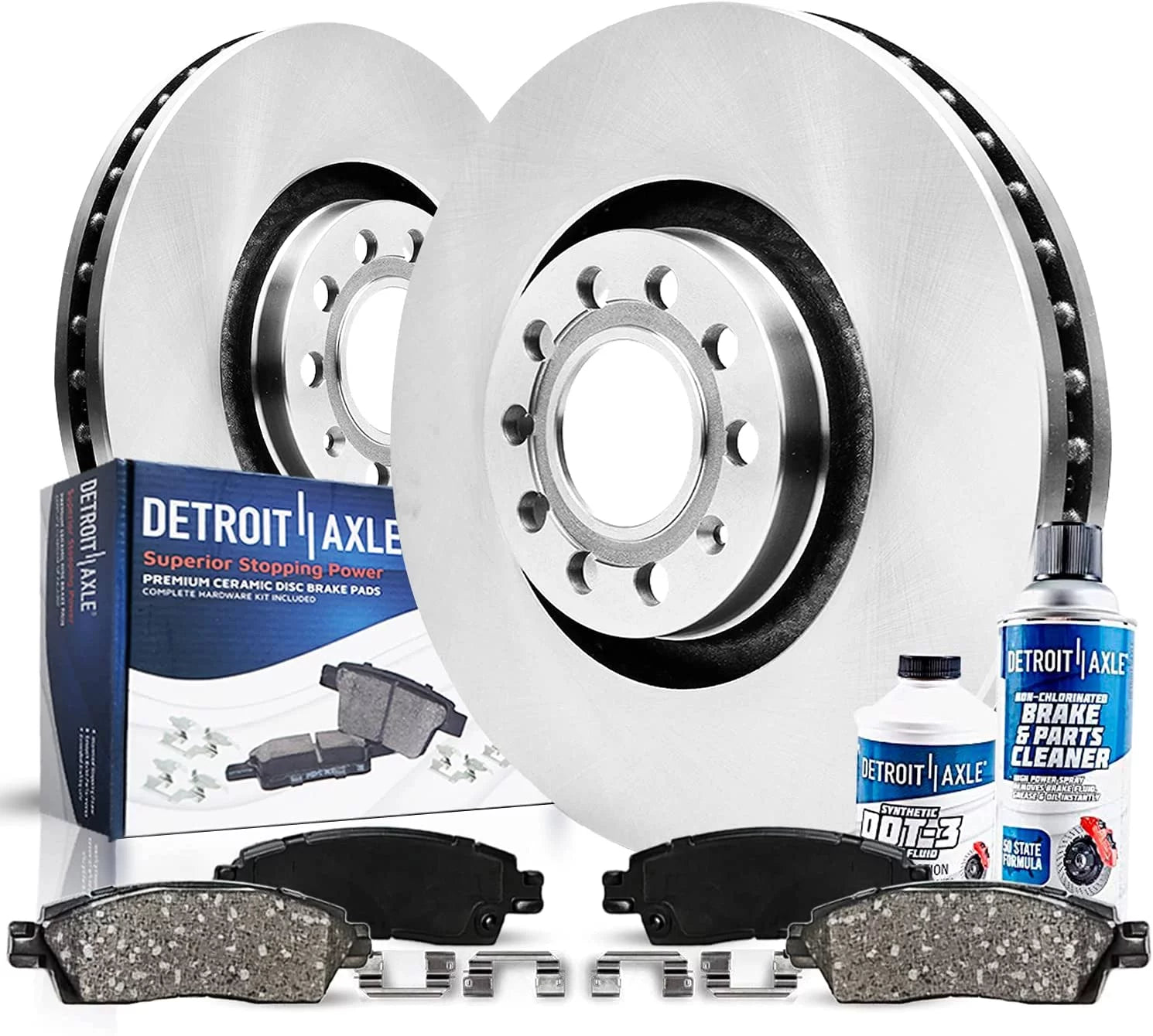 Detroit Axle - 312mm Front Brakes and Rotors Brake Pads Replacement for VW GTI Audi TT A3 Quattro Fits select: 2017 VOLKSWAGEN GTI S, 2015-2016 AUDI A3 PREMIUM