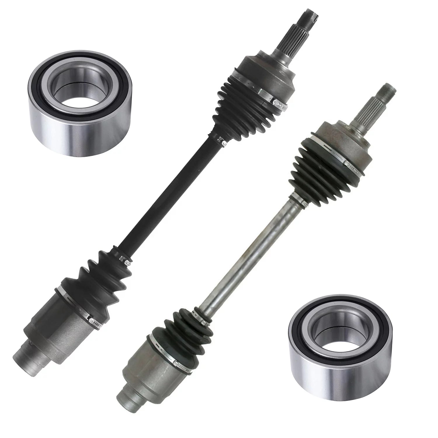 Detroit Axle - Pair (2) Complete Front CV Axle Drive Shafts Left and Right Side + (2) Wheel Bearings Replacement for 2002 2003 2004 2005 2006 Honda CR-V 4WD