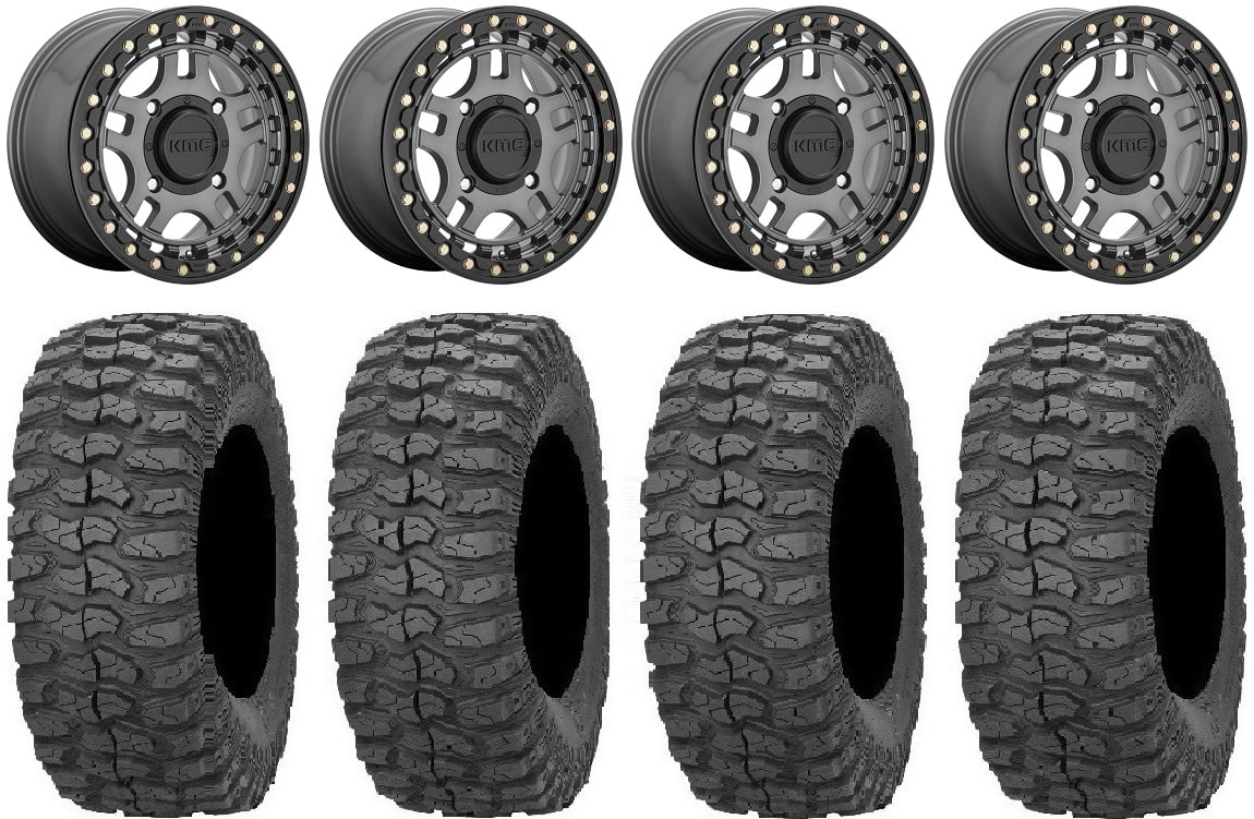 KMC Recon Beadlock 14 Wheels Gm 30 Rock-A-Billy Tires Kawasaki Mule Pro FXT