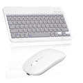 Rechargeable Bluetooth Keyboard and Mouse Combo Ultra Slim Keyboard and Mouse for Dell Precision 7000 7760 Laptop and All Bluetooth Enabled Mac/Tablet/iPad/PC/Laptop - Stone Grey with White Mouse