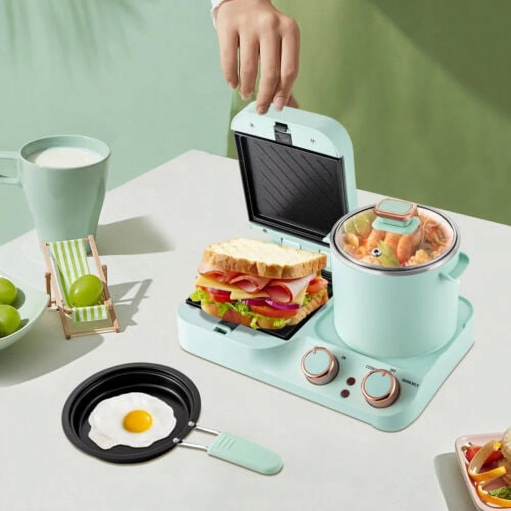 Kzc-07-B 3 in1 Breakfast Station Retro Household Breakfast Maker Green 110V