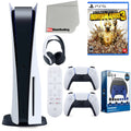 Sony Playstation 5 Disc Version (Sony PS5 Disc) with White Extra Controller, Headset, Media Remote, Borderlands 3 Ultimate Edition, Accessory Starter Kit and Microfiber Cleaning Cloth Bundle