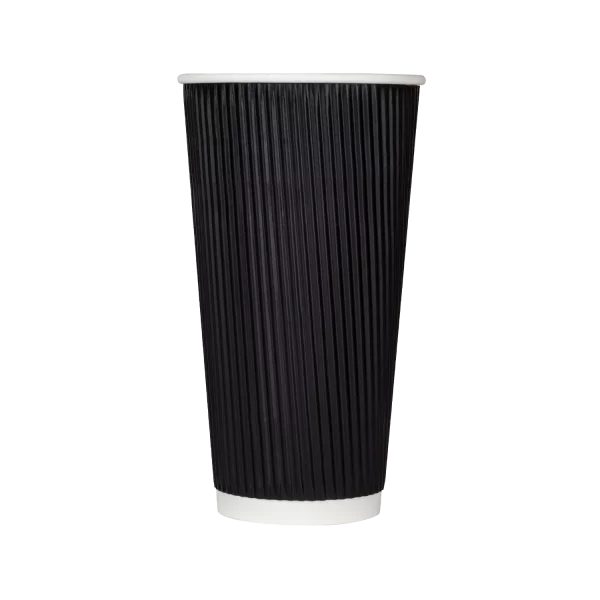 Karat 20oz Ripple Paper Hot Cups - Black (90mm) - 500 ct