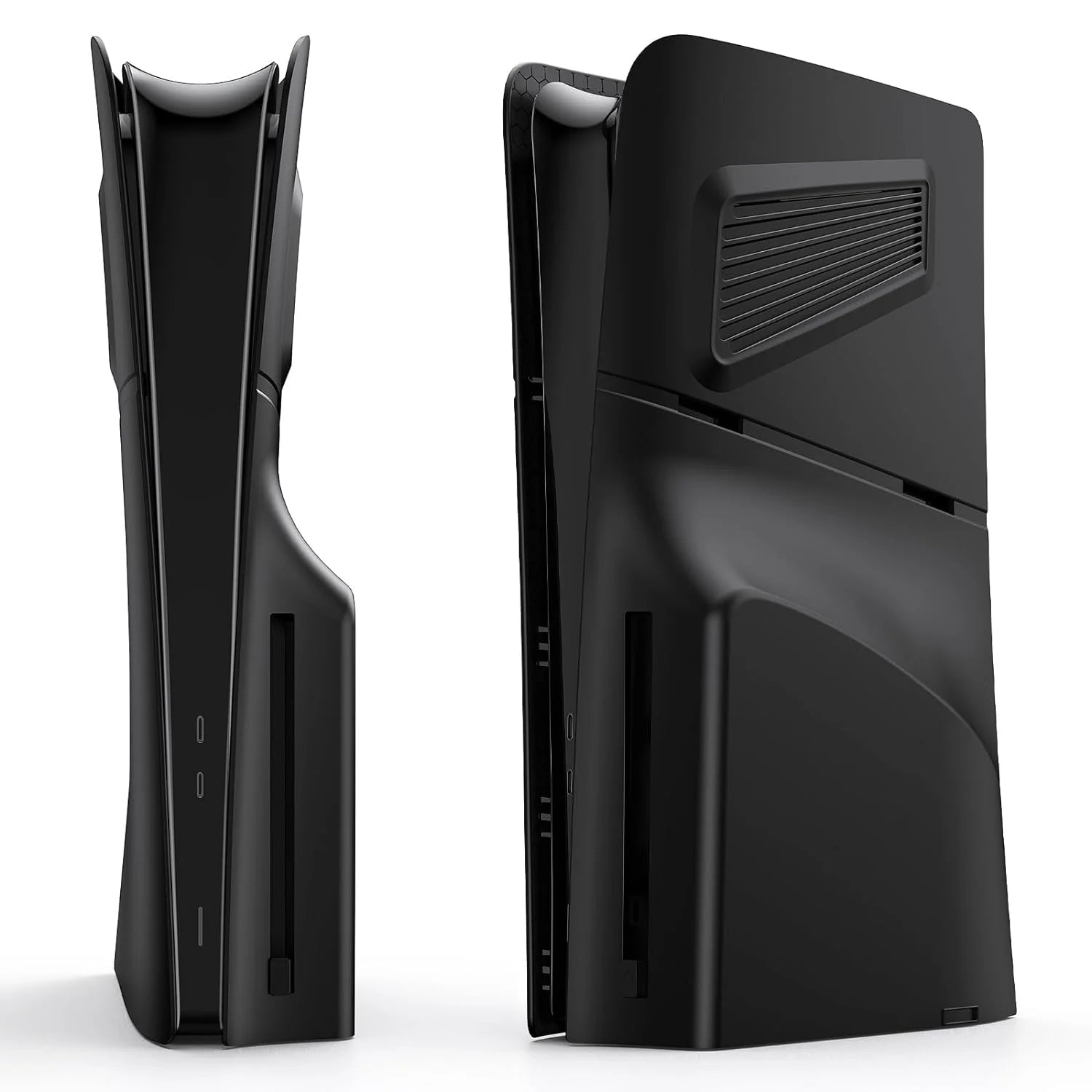 Housing Panel for PlayStation 5 Slim Disc Edition, Faceplate with Cooling Vents, PS5 Slim Anti-Scratch Dustproof Protective Cover, ABS Replacement Shell-Black
