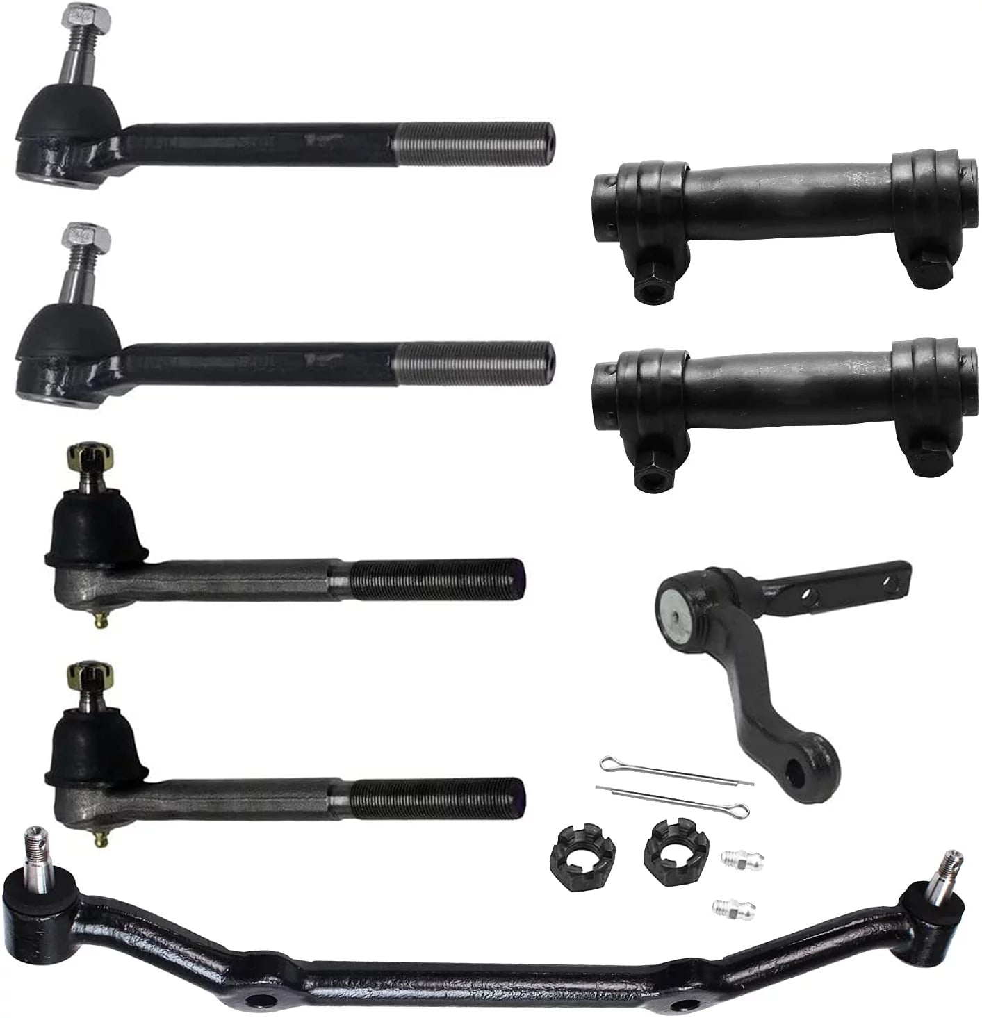 Detroit Axle - 8pc Suspension Kit for RWD 1996-2005 Chevy Blazer, 1996-2003 S10, 4 Inner & Outer Tie Rods, Adjustment Sleeves, Center Link, Steering Idler Arm Replacement