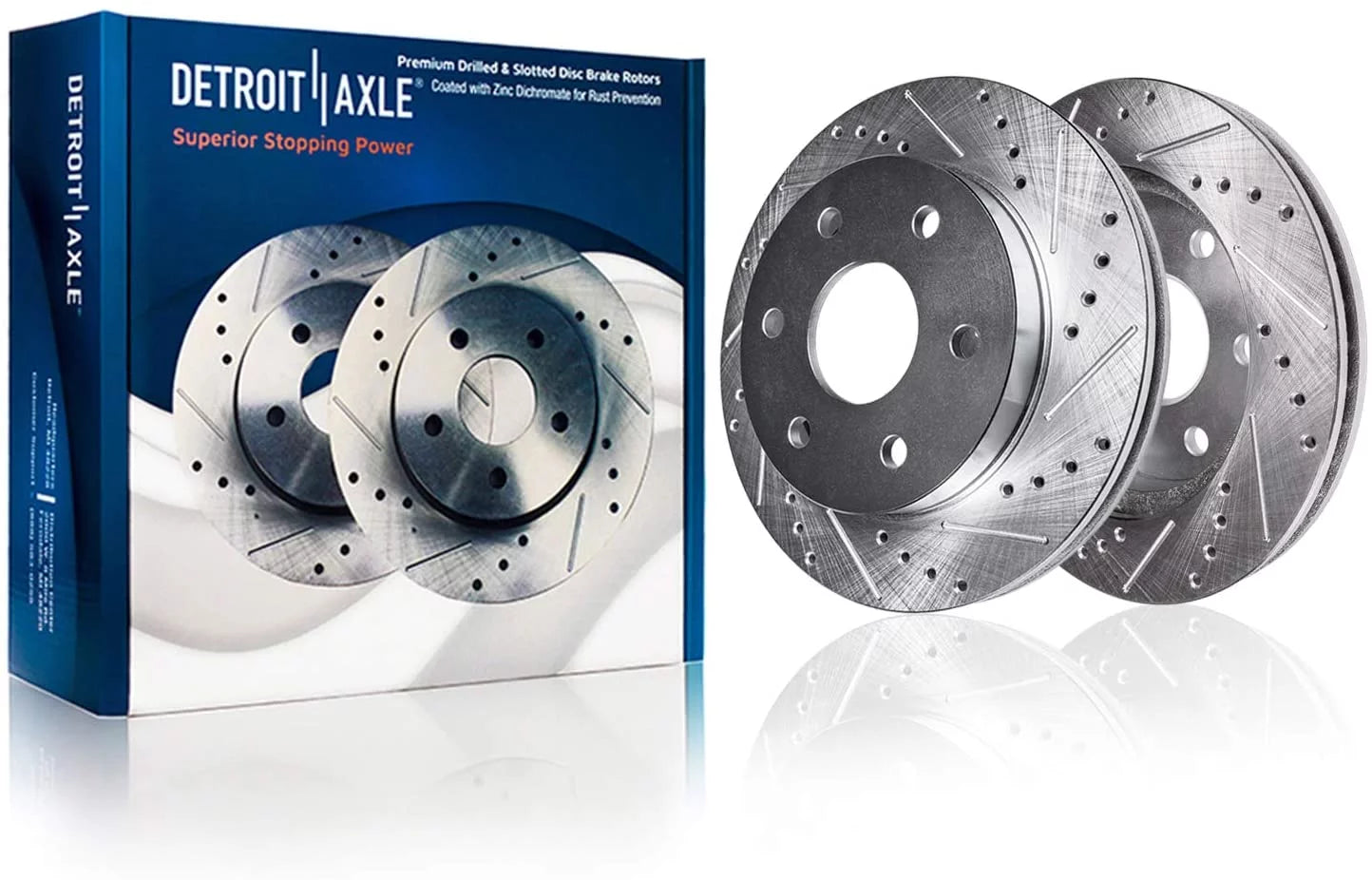 Detroit Axle - Front Brake Kit for 4WD 2004-2008 Ford F-150, 06-08 Lincoln Mark LT Drilled & Slotted Disc Brake Rotors 2006 2007 2008 Replacement: 12.99 Rotor