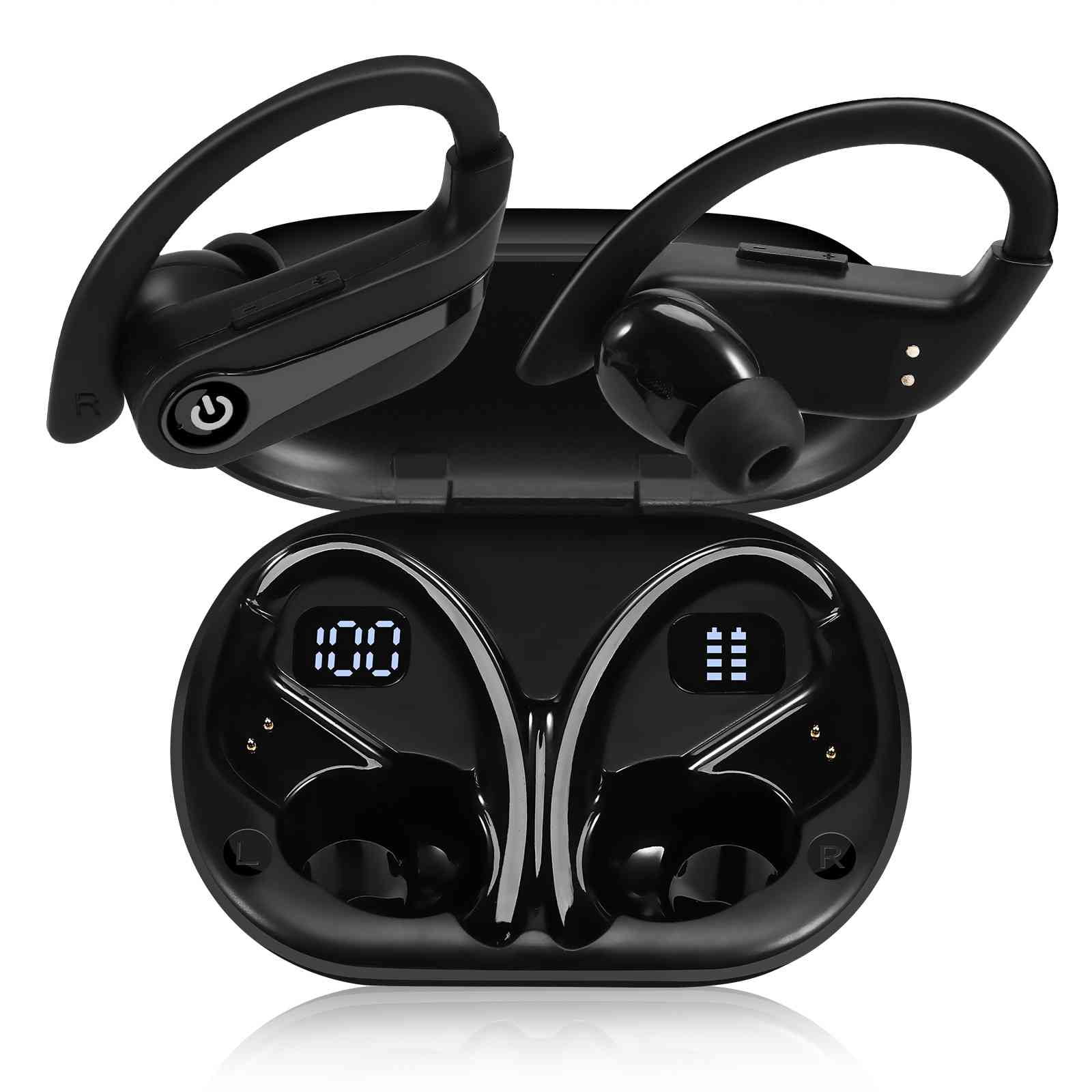 UrbanX over the ear headphones wireless Bluetooth with Earhooks Built-in Mic, 200H Playtime, Immersive Sound, Quick-Pair, Secure Fit, IPX7 Waterproof, Compatible With Samsung Galaxy A20 - Black