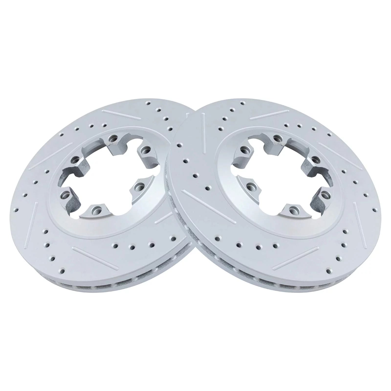 TRQ Performance Disc Brake Rotor Drilled & Slotted Front G-Coated Pair BRA74776