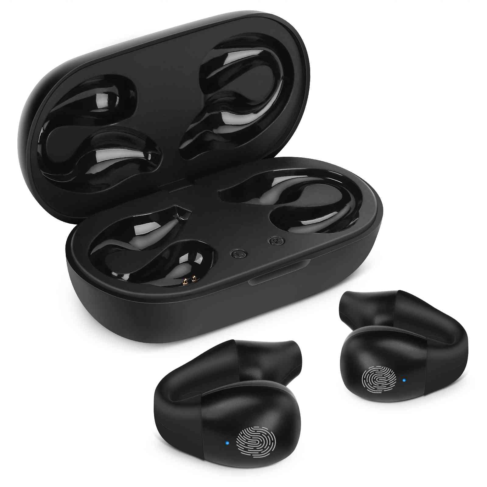 UrbanX QC3 True Wireless Earbuds Bluetooth Headphones Touch Control with Charging Case Stereo Earphones in-Ear Built-in Mic Headset Premium Deep Bass for Amazon Fire HD 10 (2021) - Black