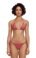LIORA Women's Bikini Swimsuit Triangle Top Side Tie Bottom Bikini Swimwear, Bean Paste