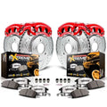 Power Stop Front and Rear Z36 Truck & Tow Brake Kit with Red Powder Coated Calipers KC3166-36