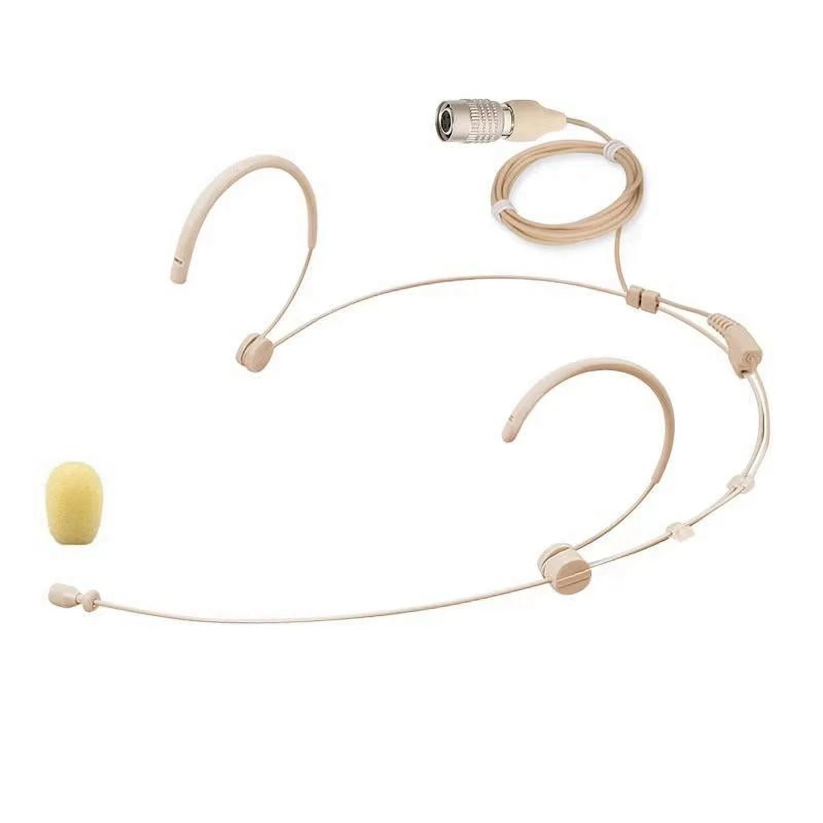Headset Microphone Headworn mics 4-Pin Hirose(HRS) Female Connector Compatible with Audio-Technica Wireless Microphone Belt Pack Transmitter, Unidirectional,Beige