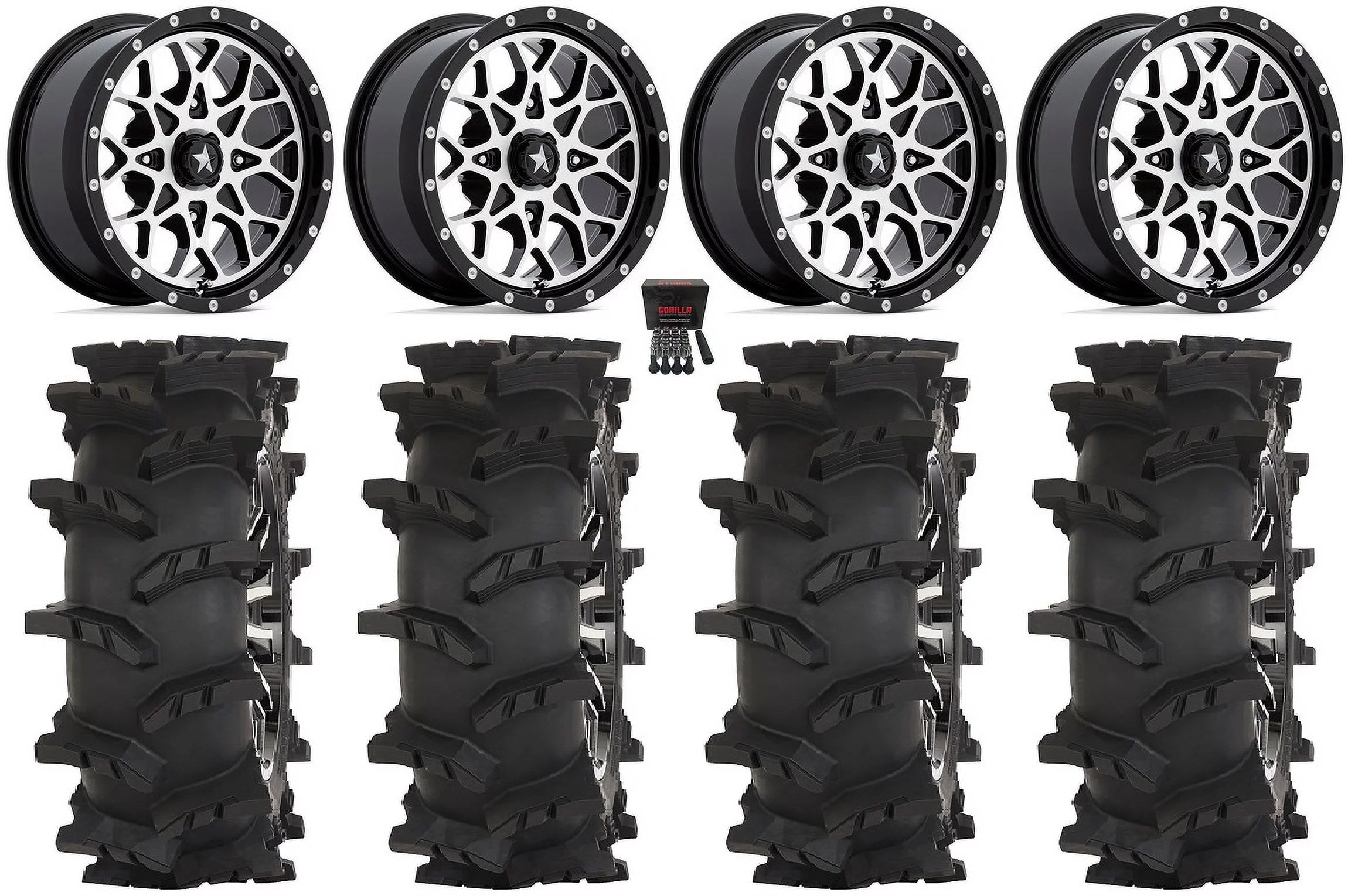 MSA Portal 14 Wheels Machined 28 Outlaw Max Tires Kawasaki Mule Pro FXT