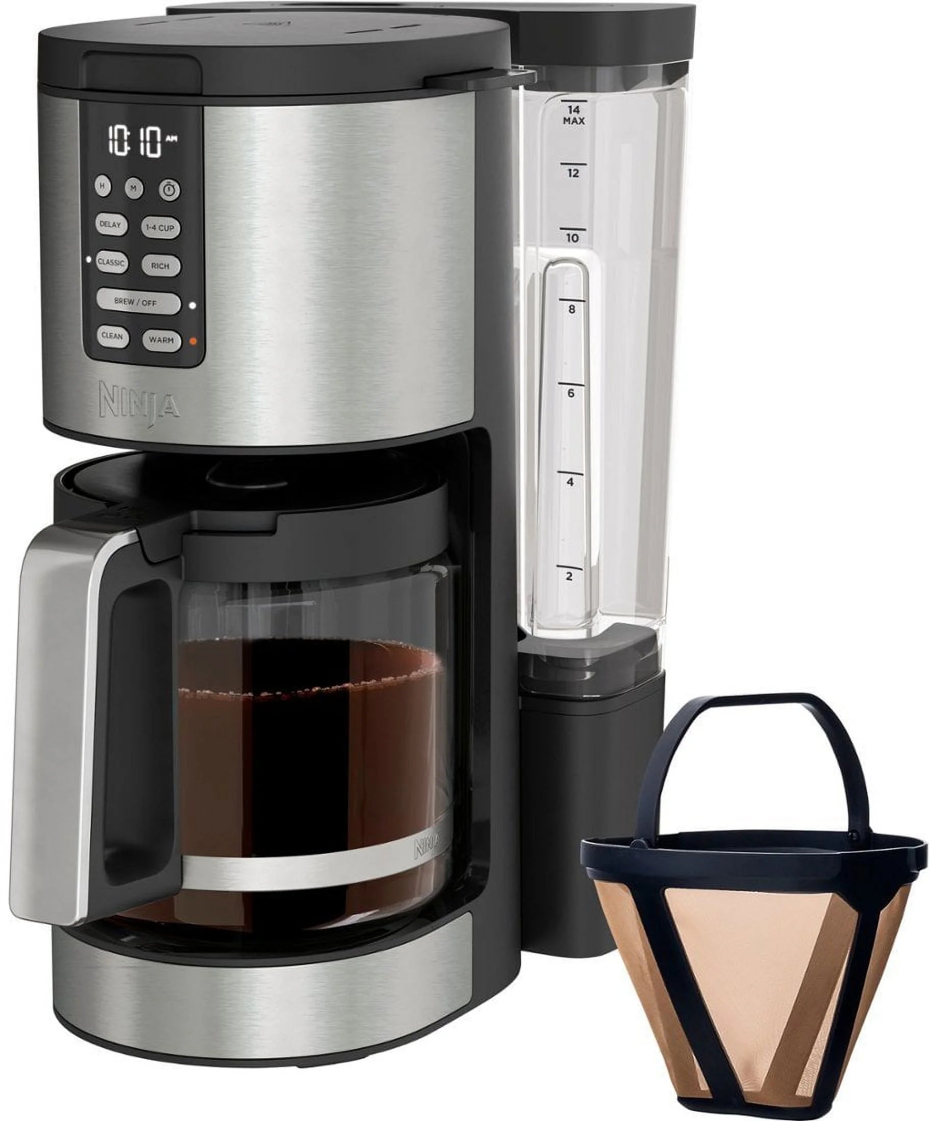 Programmable XL 14-Cup Coffee Maker PRO, Glass Carafe, Freshness Timer, with Permanent Filter - Black/Stainless Steel