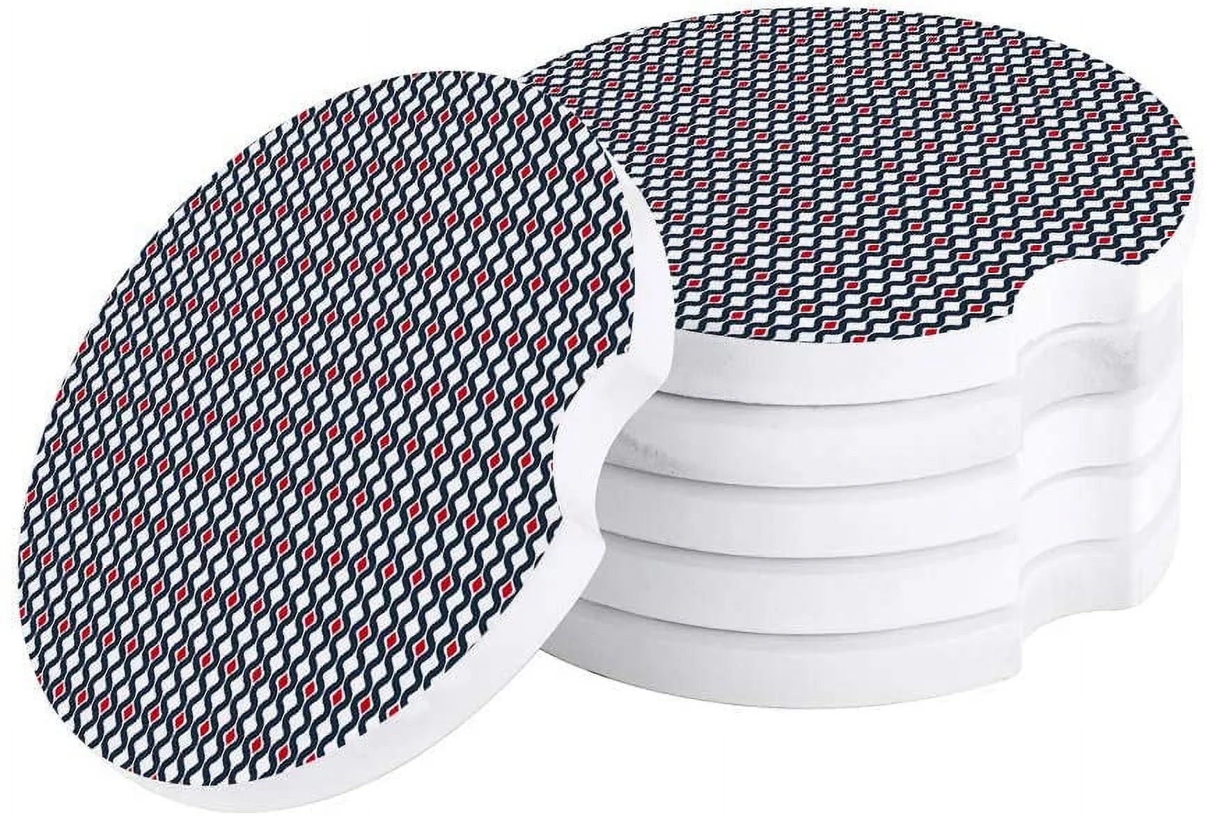 FMSHPON Geometric Ripple Line Pattern Set of 4 Car Coaster for Drinks, Absorbent Ceramic Stone Coasters Cup Mat with Cork Base for Home Kitchen Room Coffee Table Bar Decor