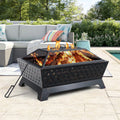 MF Studio Wood Burning Fire Pit with Cover, Rectangle 34 x 24, Antique Bronze Finish
