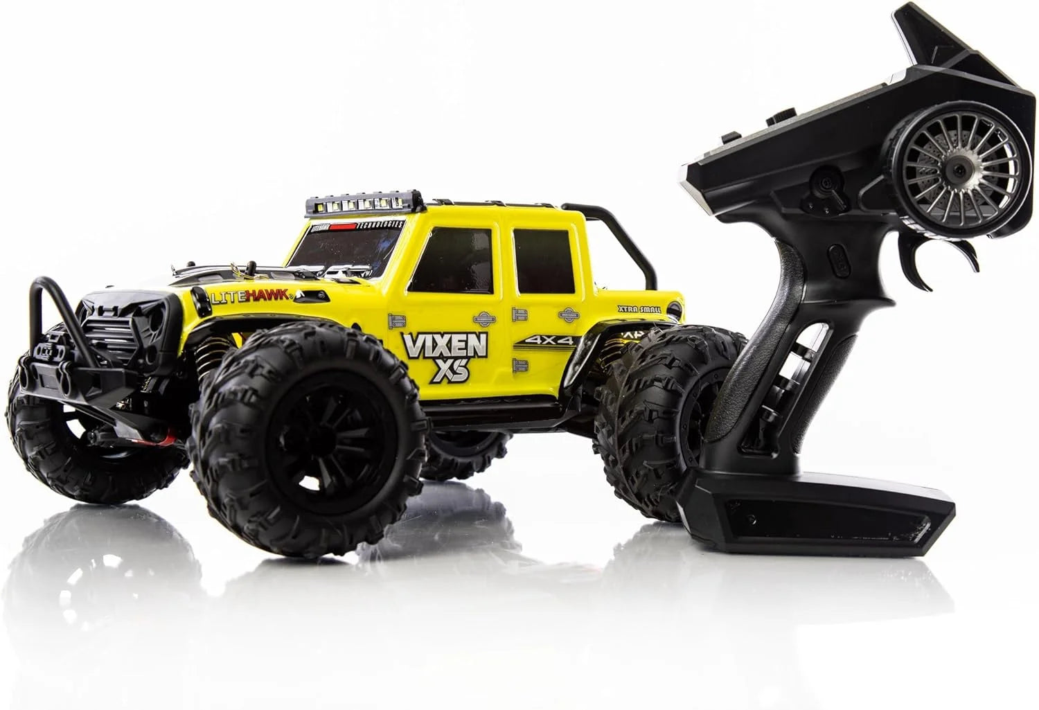 LiteHawk RC Vixen 4x4 XS 1/16 4WD Remote-Controlled Car, 2.4 Ghz Digital Controller, Controllable LED Bumper Lights. 4WD Toy RC Car for Adults Teens Ages 14+