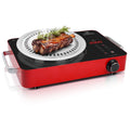GRACEALL 2000W Electric Cooktop Portable Infrared Stove, Countertop Hot Plate for Cooking, Single Burner Cook Top, Kitchen Knob Control Stove, Unibody Design with BBQ Plate