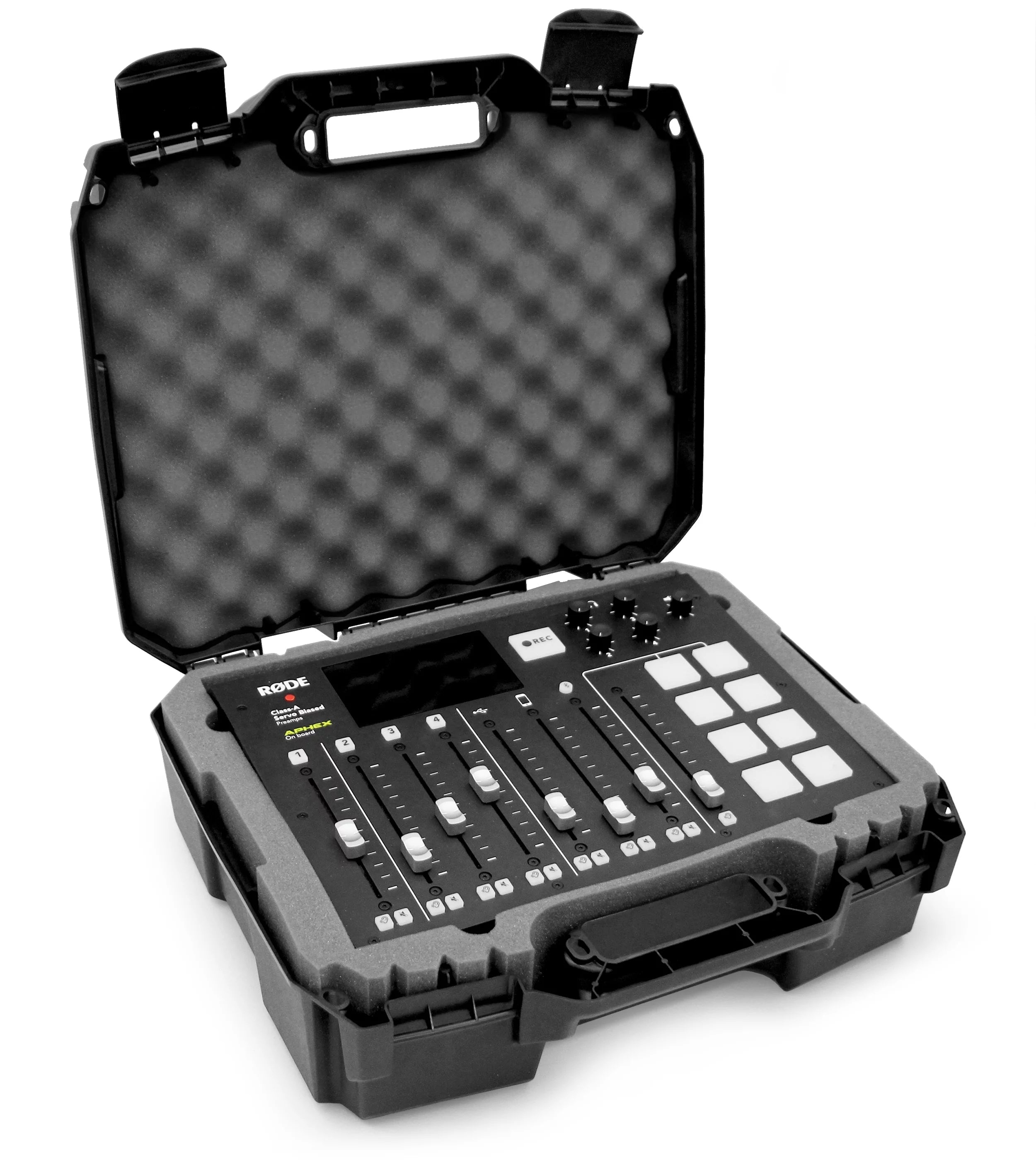 CASEMATIX Podcast Hard Case Fits RodeCaster Pro, Podcasting Microphone and Podmic Audio Mixer Accessories - Case Only