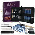 33-Piece Sketching Art Set by Glokers, Shading, Sketching & Drawing, 100 Sheet Sketch Pad, Eraser, Smudging Stump, Tortillon Drawing Tool, Sandpaper Block and More