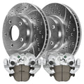AutoShack Front Brake Calipers Performance Ceramic Pads Drilled Slotted Rotors Silver Kit Driver and Passenger Side Replacement for 2008-2013 Mazda 3 2010 2012 Mazda 3 Sport 2.0L FWD