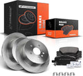 A-Premium 11.72 inch (297.8mm) Rear Solid Brake Rotors + Ceramic Pads Kit Compatible with Select Toyota Models - Venza 2009 2010 2011 2012 2013 2014 2015 2016, 6-PC Set