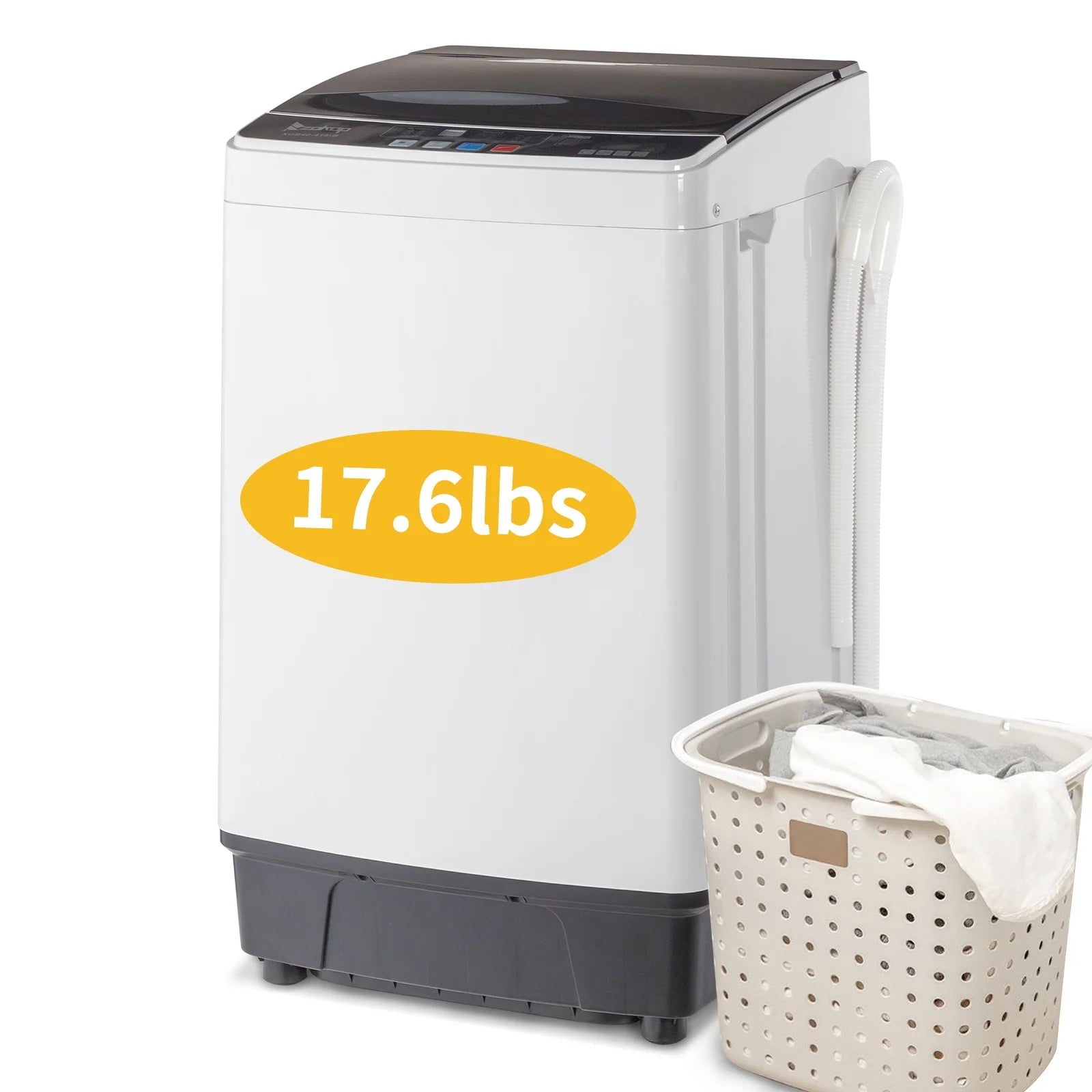 Full-Automatic Washing Machine,Kepeak 17.6 Lbs Portable Washer 10 Wash Program & 8 Water Level with LED Display,Drain Pump,Ideal for RV/Dorm/Apartment