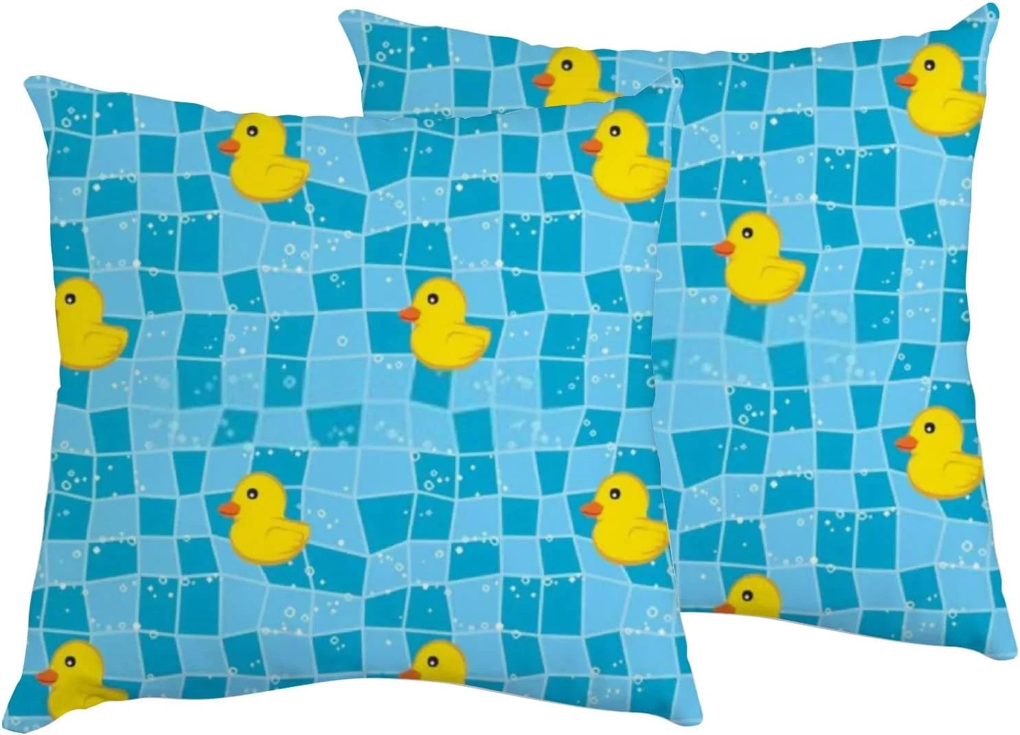 Coolnut Square 2 Pieces Ducky in The Bathroom Zippered Throw Pillow Case Cushion Pillow Covers Protectors for Home Car Decoration 18x18in