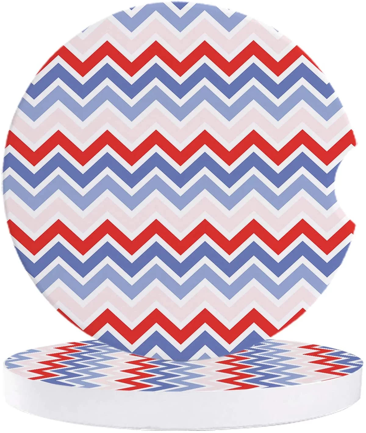 FMSHPON Simple Design Ripple Pattern Set of 6 Car Coaster for Drinks, Absorbent Ceramic Stone Coasters Cup Mat with Cork Base for Home Kitchen Room Coffee Table Bar Decor