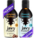 Javy Coffee Concentrate Bundle, 2 Flavor Original & French Vanilla Coffee Variety Pack, Ice & Cold Coffee Drinks in Seconds, Coffee gifts, 12 ounces