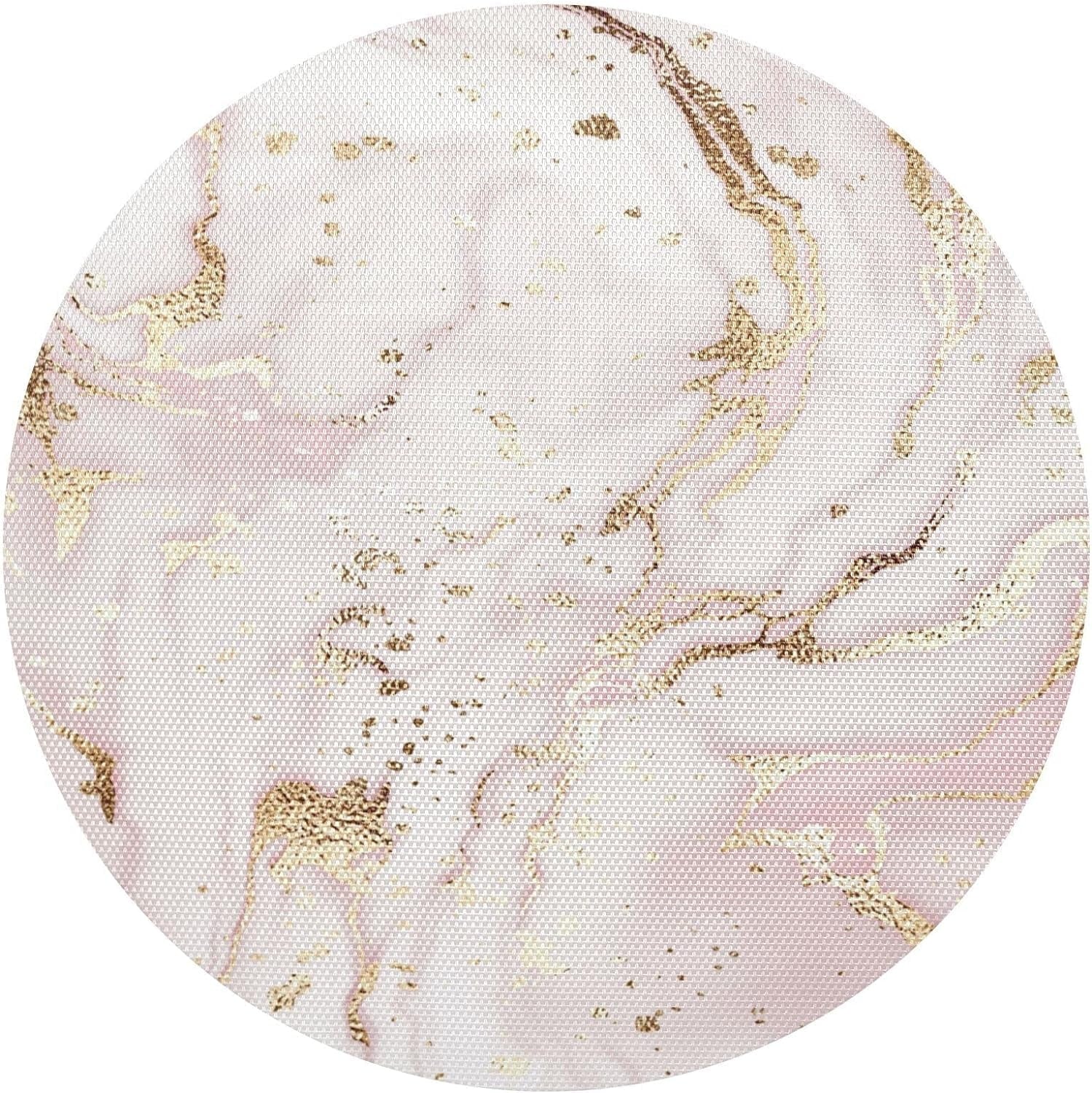 Marble Ripple Rose Gold Placemats Round Table Mats Non-Slip Washable Heat Resistant Kitchen Place Mat for Home Dining Coffee Tabletop (6PCS) Home Decor