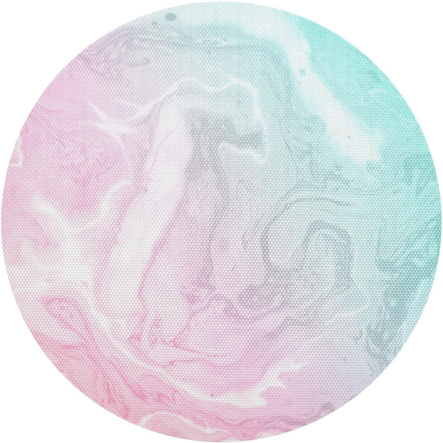Water Ripple Pink & Aqua Placemats Round Table Mats Non-Slip Washable Heat Resistant Kitchen Place Mat for Home Dining Coffee Tabletop (6PCS) Home Decor