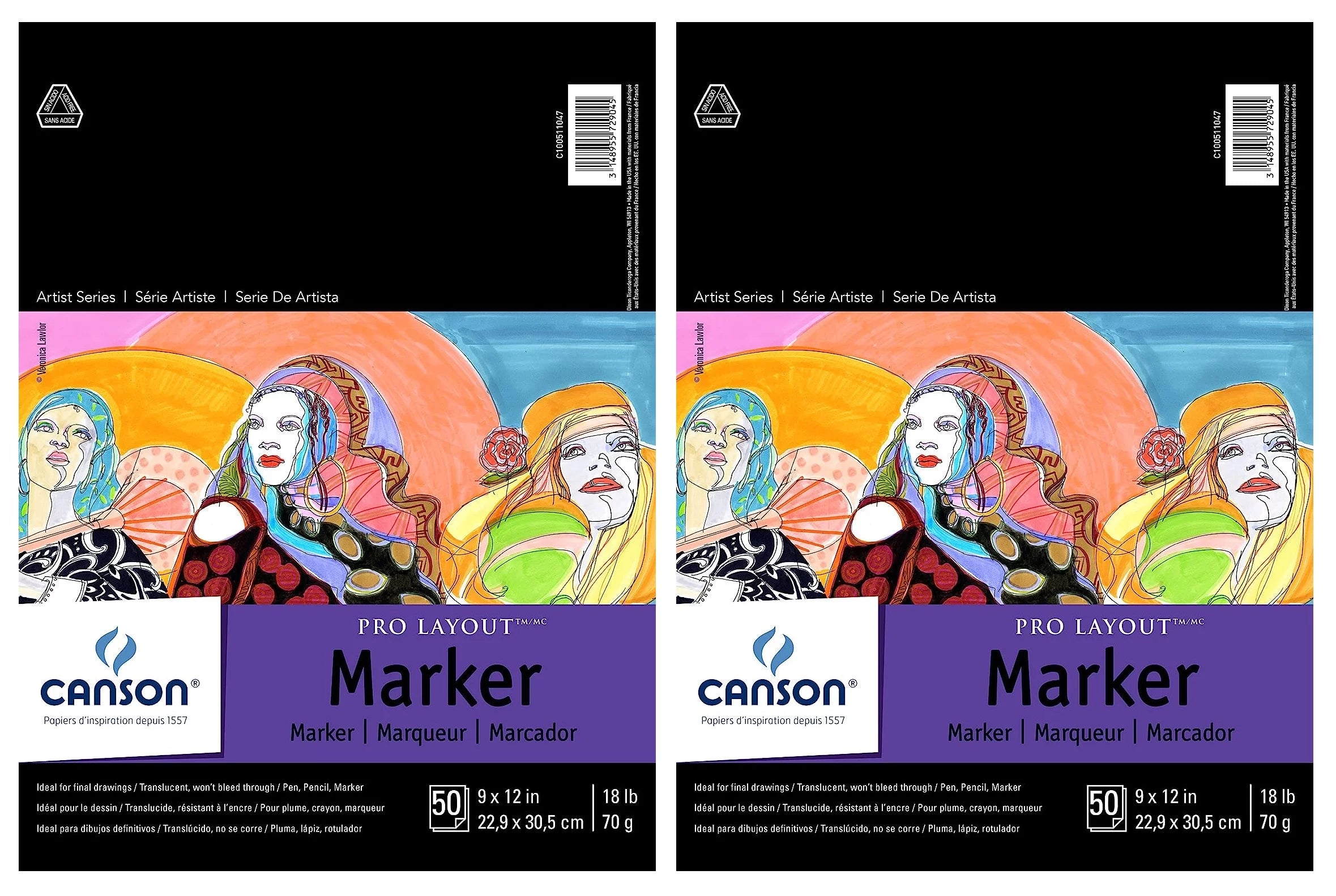 2-PACK - Canson Artist Series Pro-Layout Marker Pad 9 x 12 - 50 Sheets/Pad