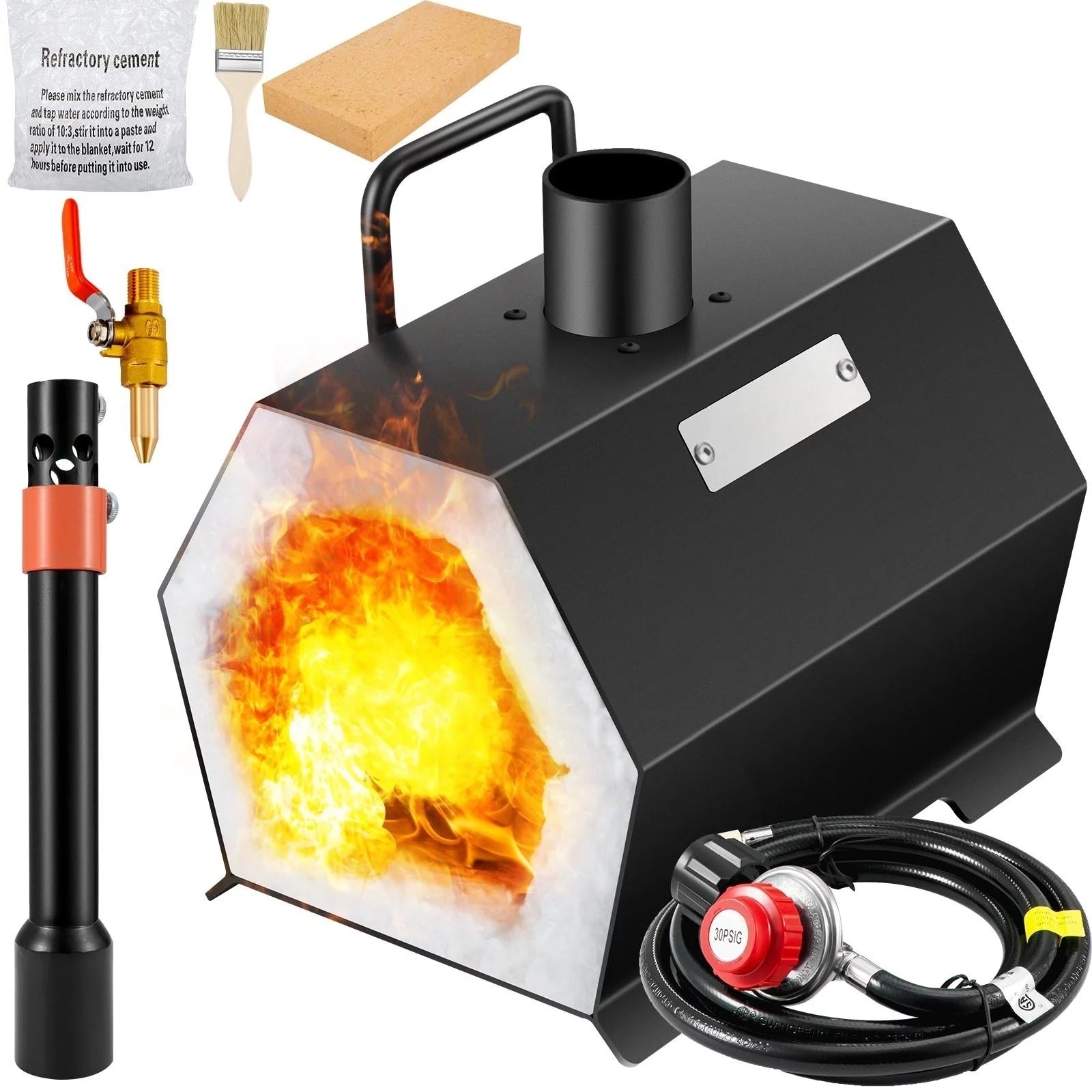 BENTISM Propane Forge Portable, Portable Single Burner Knife and Tool Making Farrier Forg, Large Capacity Blacksmith Farrier Forges, Gas Forging Tools and Equipment,  Mini Furnace Blacksmithing