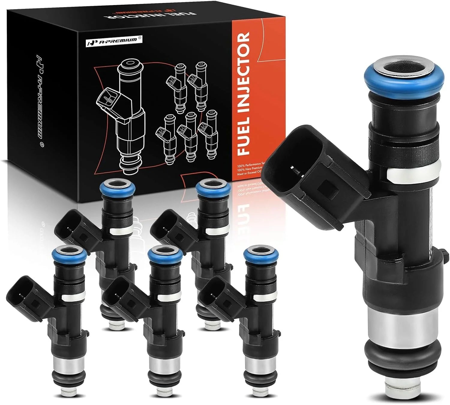 A-Premium Fuel Injectors Compatible with Ford Explorer, Explorer Sport Trac & Mercury Mountaineer 2005 V6 4.0L, Flex, Set of 6, Replace# 0280158066, 822-11191