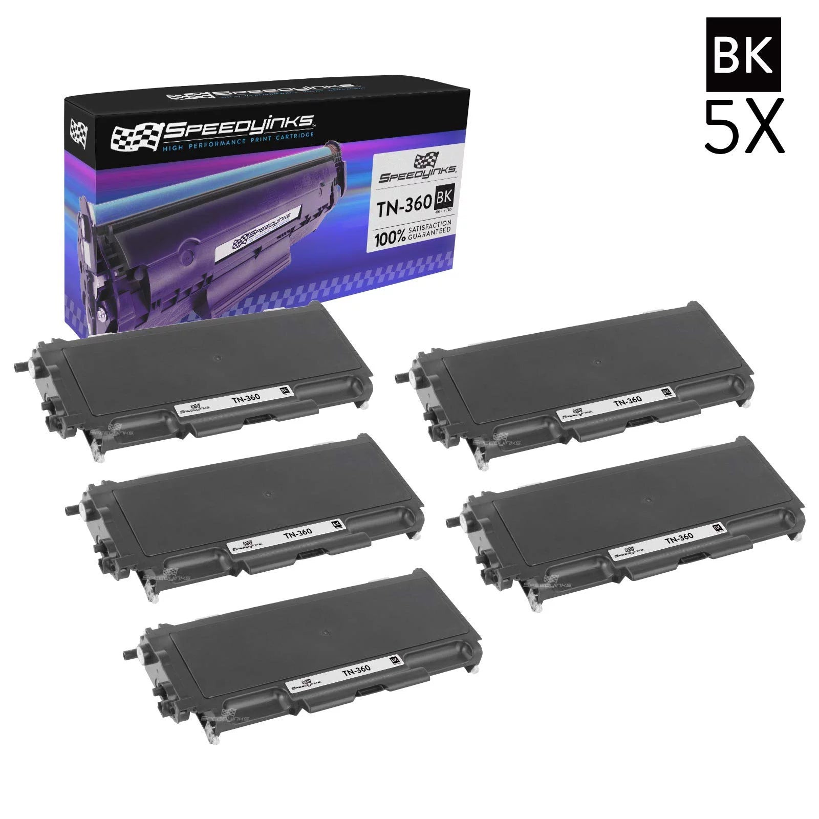 Speedy Inks Compatible Toner Cartridge Replacement for Brother TN360 (Black, 5-Pack)