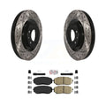 Transit Auto - Front Coated Drilled Slotted Disc Brake Rotors And Ceramic Pads Kit For Ford Edge Lincoln MKX Mazda CX-9 KDA-100161