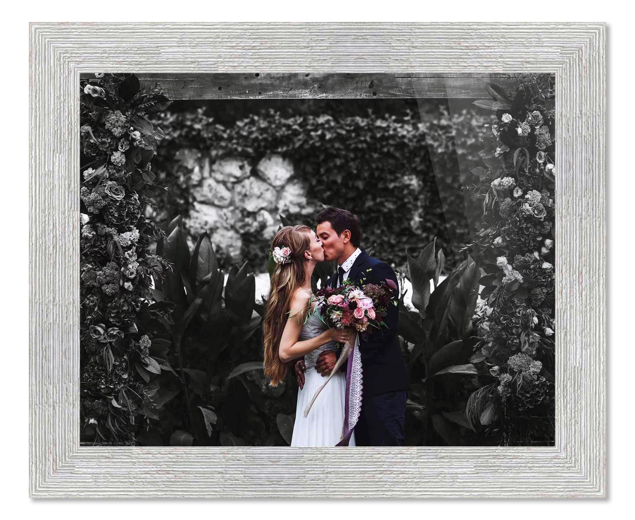 15x10 Frame White Barnwood Picture Frame - Modern Photo Frame Includes UV Acrylic Shatter Guard