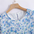 Floral Print Loose Round Neck Waist Shirt