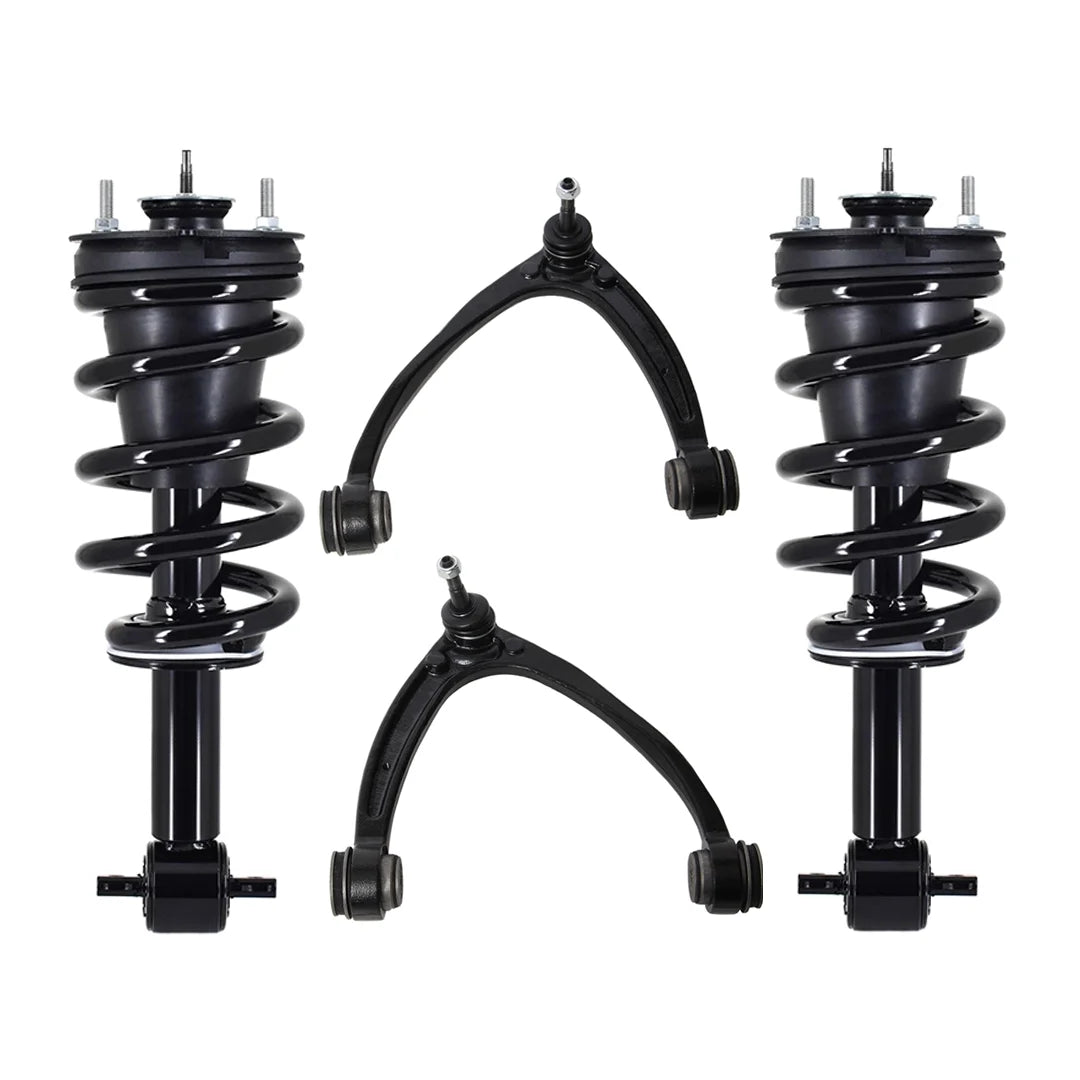 Set of 4 Front Upper Control Arm Ball Joint-Quick Complete Strut-Coil Spring Assembly For 2014-2016 Chevrolet Silverado 1500 4WD
