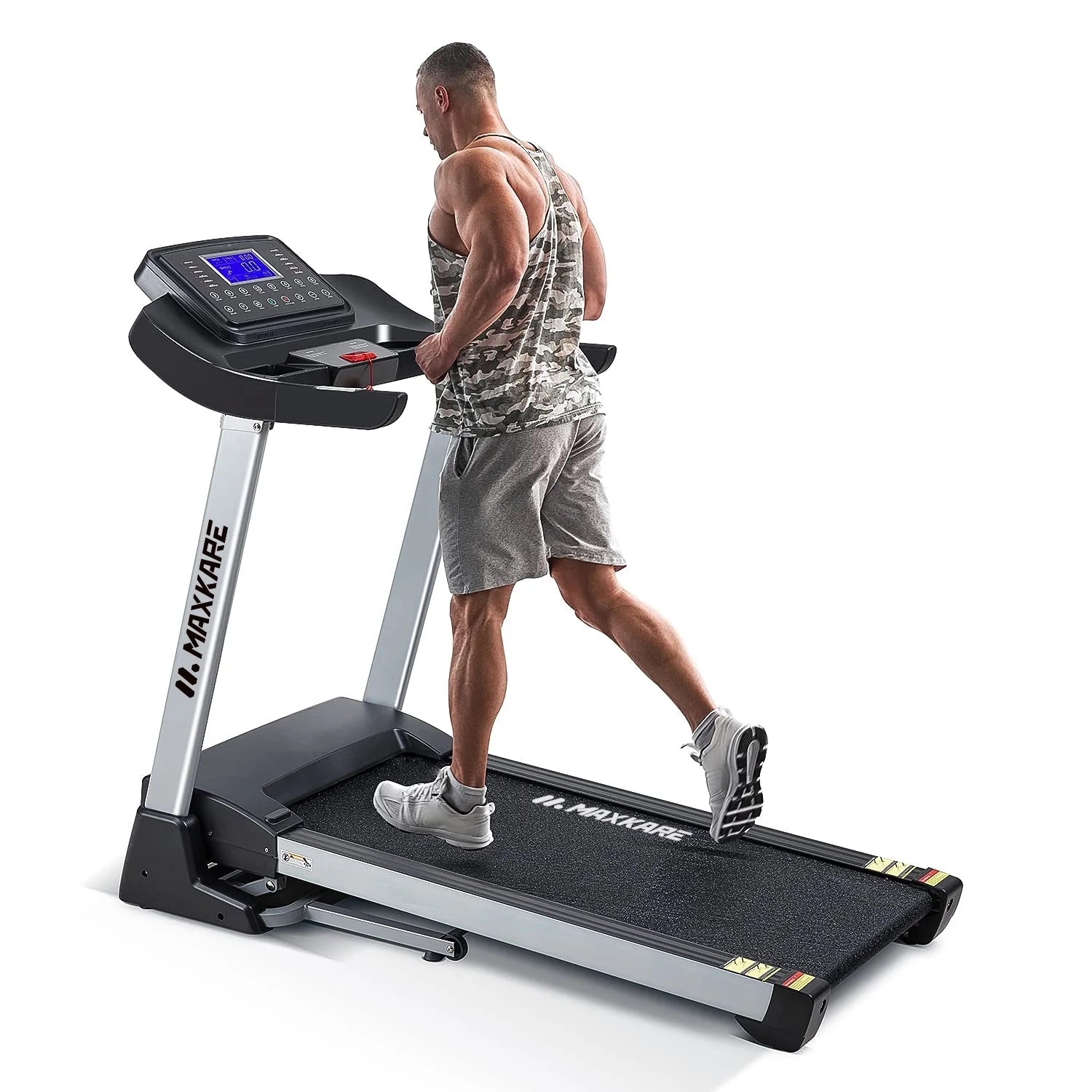 MaxKare 3HP Folding Treadmill with 15Levels Auto Incline, 0.6-10 MHP, 15 Preset program, Heart Rate for Home Use, 300 LBS Weight Capacity