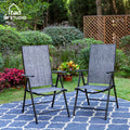 MF Studio Set of 2 Aluminum Outdoor Folding Sling Chairs with Textilene Seat, Black & Gray